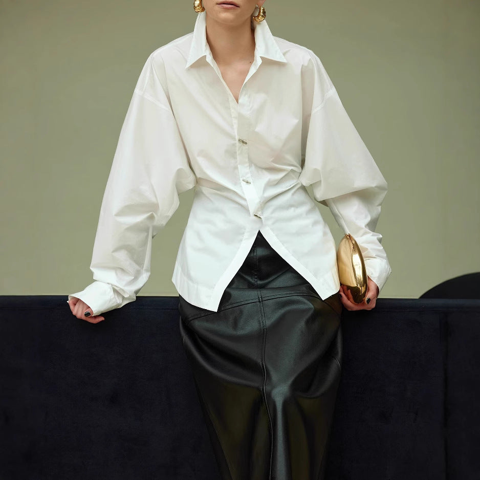 Damen Oversized Bluse mit ausgefallenem Schnitt Nord Taschen