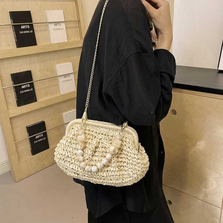 Damen Handtasche mit elegantem Perlentragegriff Nord Taschen