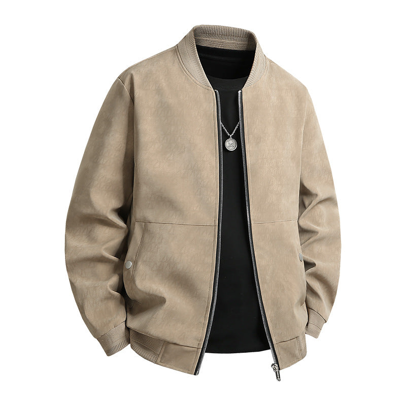 Herren Veloursoptik-Bomberjacke im minimalistischen Look mit Zweiwege-Reißverschluss, Rippkragen und verdeckten Druckknöpfen Nord Taschen