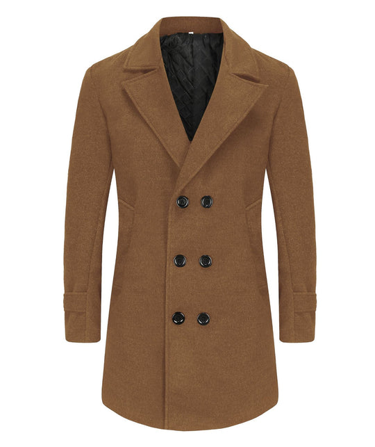 Herren Doppelreihiger City Mantel aus Wollmix mit taillierter Silhouette Nord Taschen
