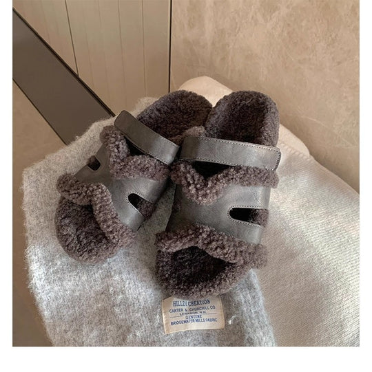 Damen Teddy-gefütterte Pantoletten mit verstellbaren Riemen Nord Taschen