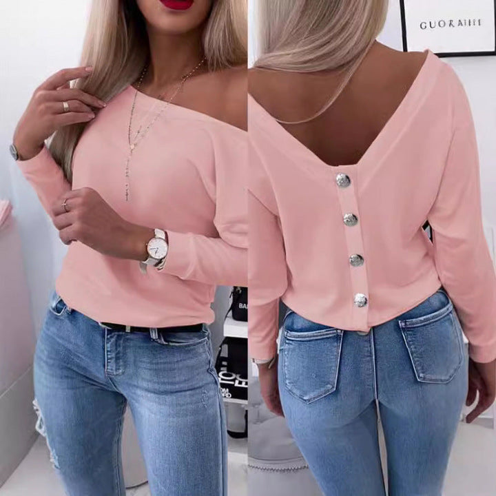 Damen Off-Shoulder Freizeit Pullover Top