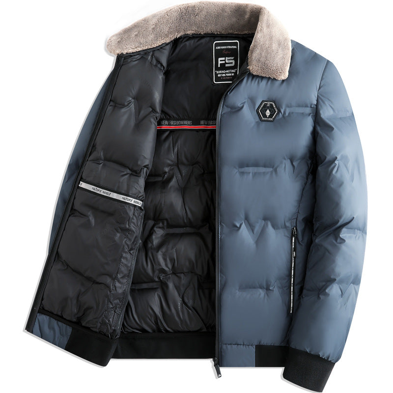 Herren gesteppte Thermojacke mit Kunstfellkragen winddicht wasserabweisend und mehreren Reißverschlusstaschen Nord Taschen