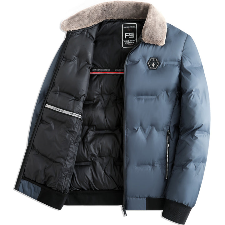 Herren gesteppte Thermojacke mit Kunstfellkragen winddicht wasserabweisend und mehreren Reißverschlusstaschen Nord Taschen