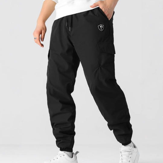 Herren Utility-Cargohose im Joggerstil mit Tunnelzug, elastischem Bund & Klappentaschen Nord Taschen