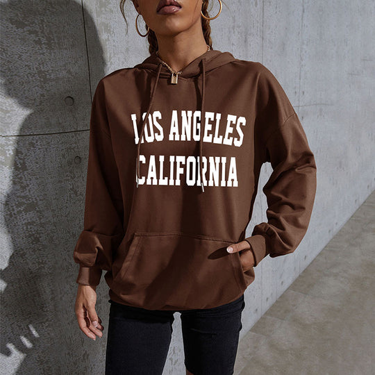 Damen Oversize-Kapuzenpullover im Collegestyle mit Kängurutasche, Retro-Logoprint und French-Terry-Futter Nord Taschen