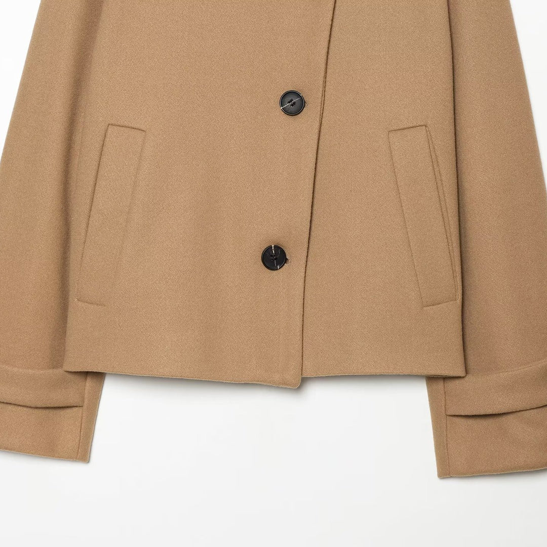 Damen Kurz-Capejacke aus Wollmix mit hohem Rollkragen und Manschetten-Detail Nord Taschen