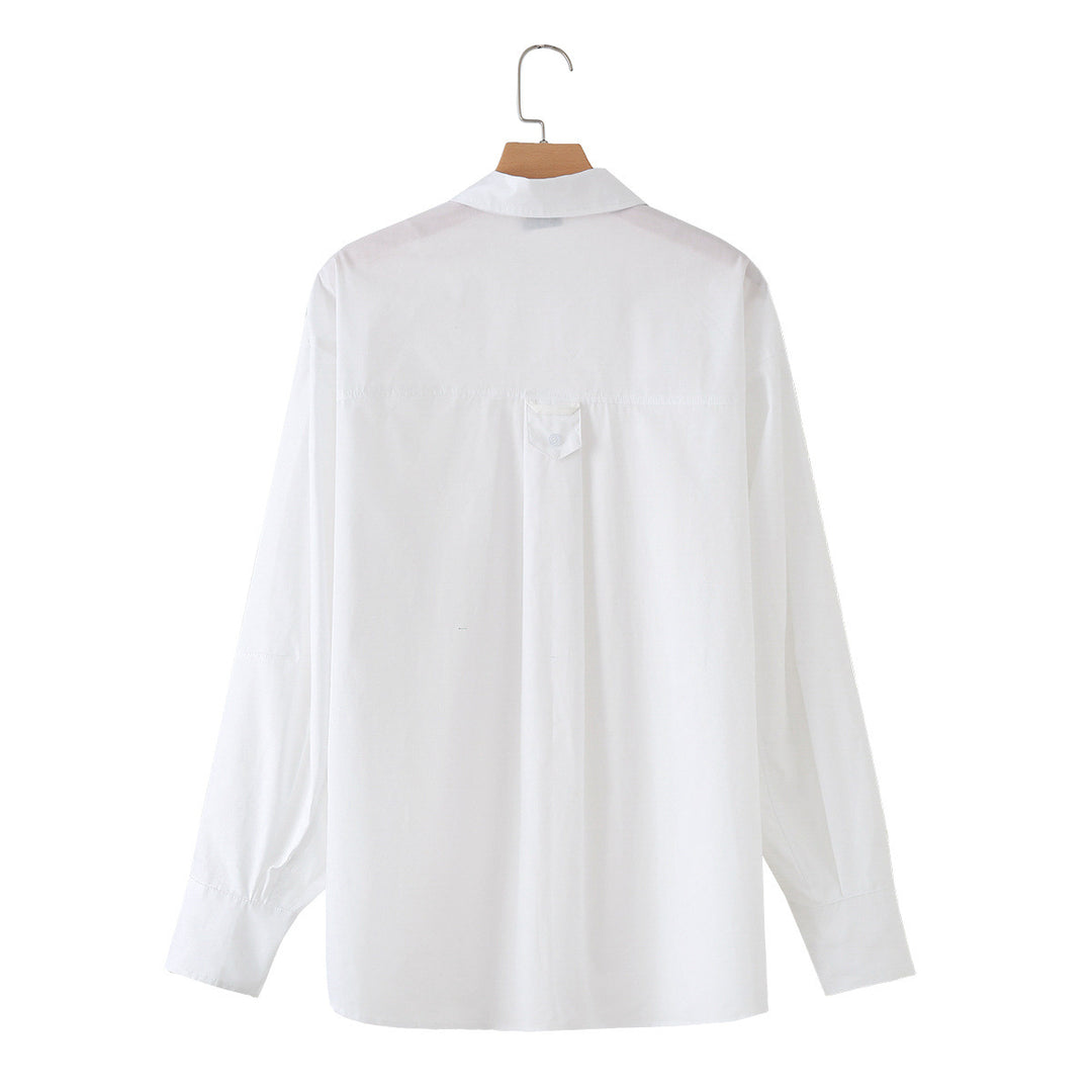 Damen Oversize-Basics-Bluse mit kastiger Silhouette, Hemdkragen und Brusttasche Nord Taschen