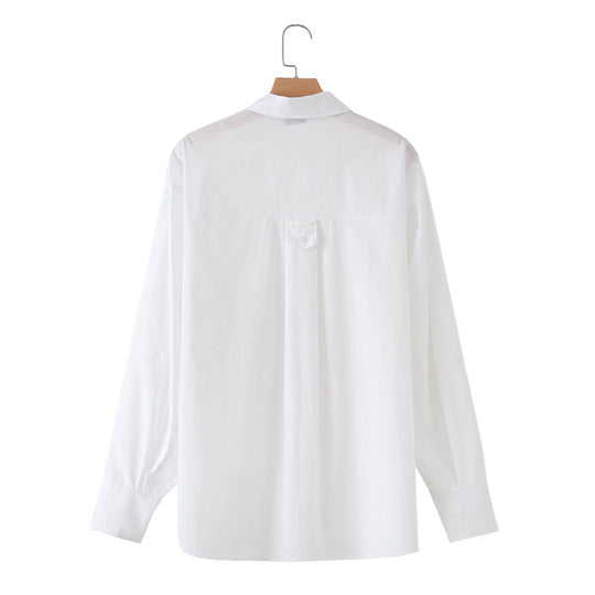 Damen Oversize-Basics-Bluse mit kastiger Silhouette, Hemdkragen und Brusttasche Nord Taschen