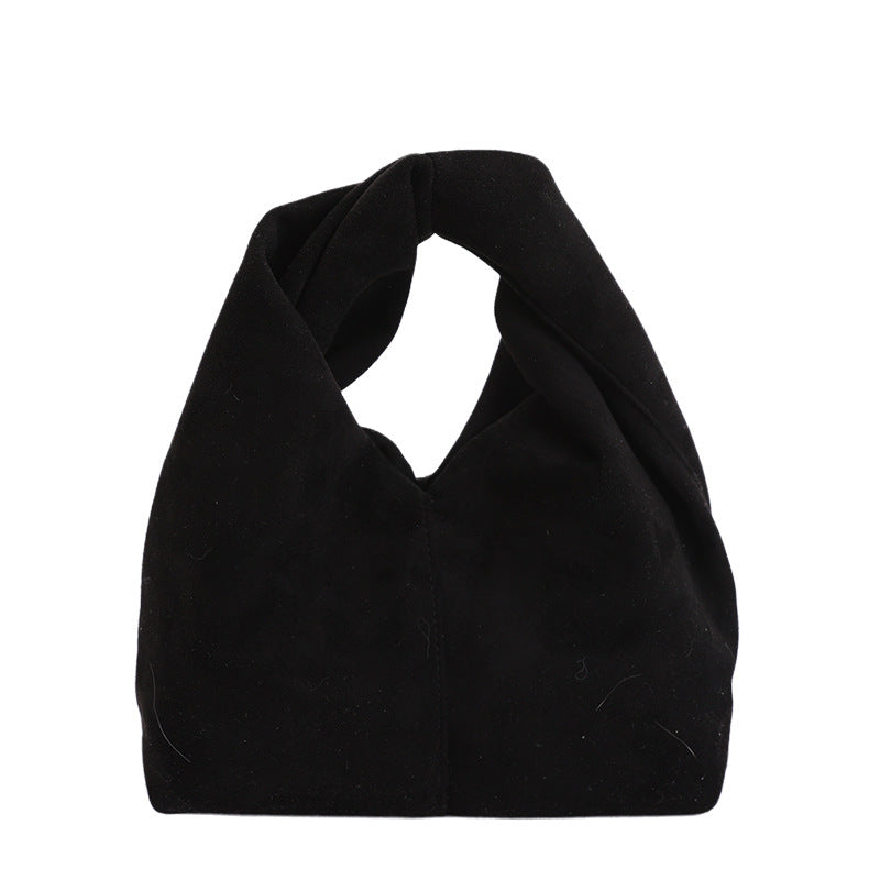 Damen Schultertasche aus weichem Veloursleder mit modernem Knotenakzent Nord Taschen