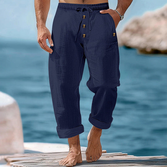 Herren lockere Strandhose mit verstellbarem Kordelzug und praktischen Seitentaschen