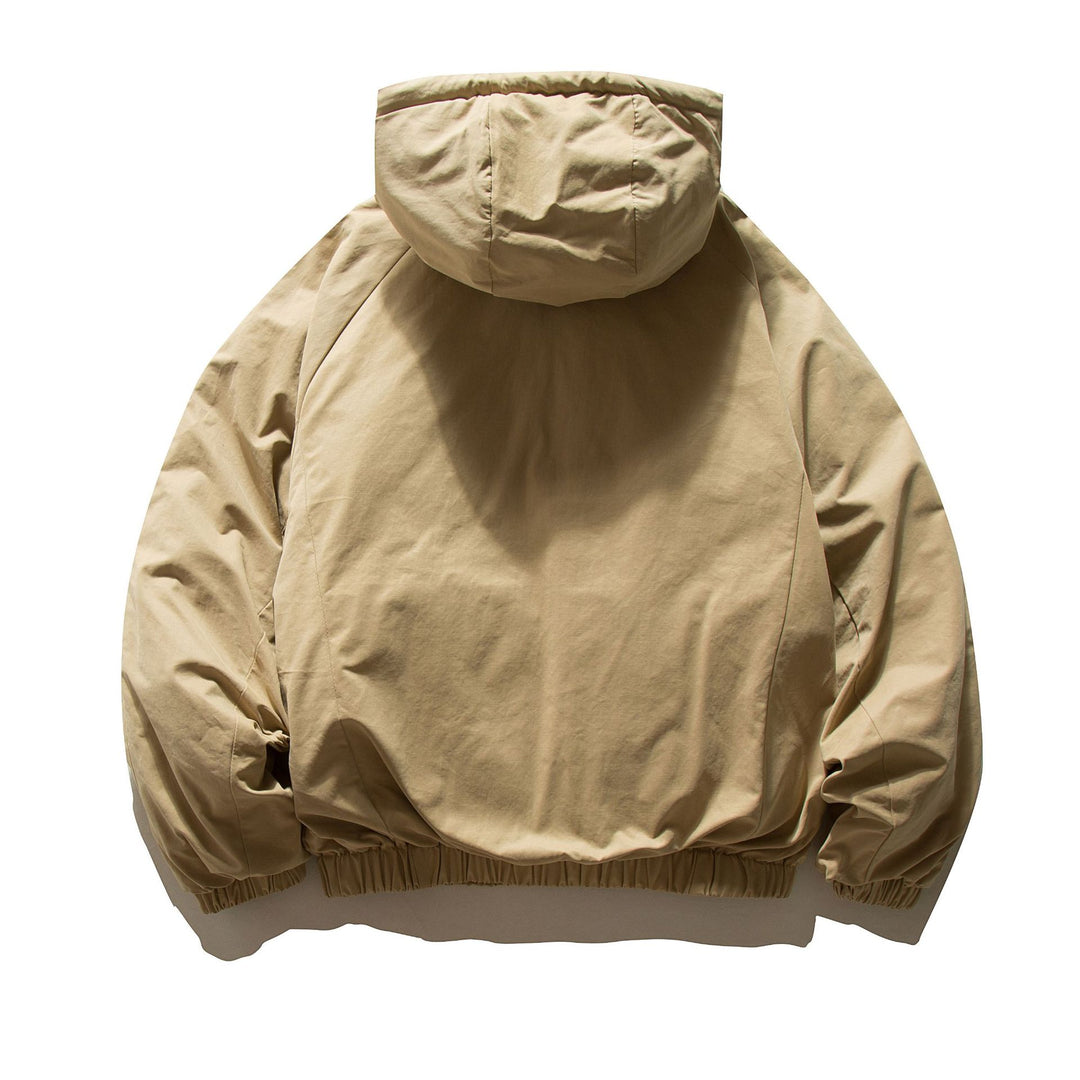Unisex Oversized wattierte Kapuzenjacke mit elastischem Saum und verdeckten Taschen Nord Taschen