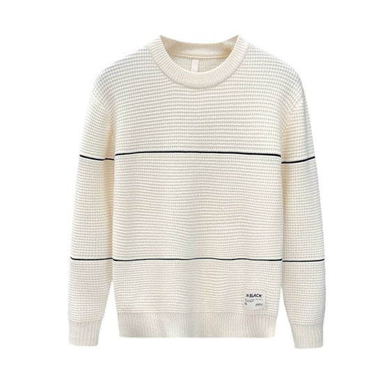 Unisex Strukturierter Waffelstrick-Pullover mit feinen Kontraststreifen Nord Taschen
