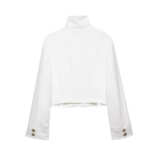 Damen Kurzjacke im Military‑Stil aus Bouclé mit Stehkragen und Zierknopfleiste Nord Taschen