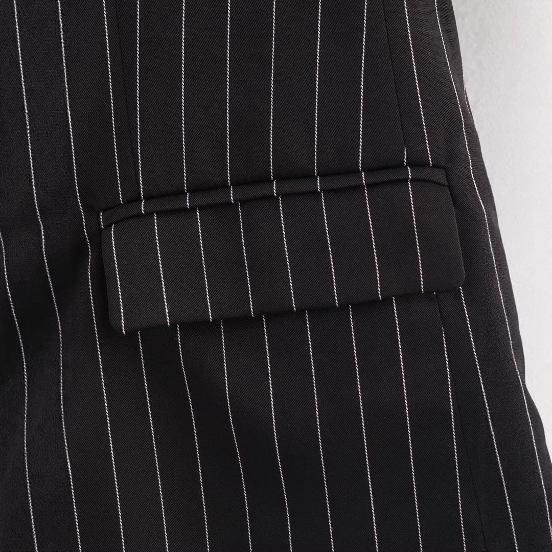 Damen Nadelstreifen-Blazer mit weitem Revers und Pattentaschen Nord Taschen