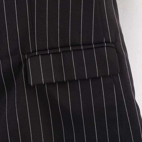 Damen Nadelstreifen-Blazer mit weitem Revers und Pattentaschen Nord Taschen