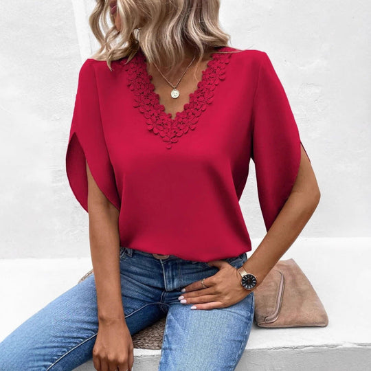 Damen elegante Bluse mit Spitzenverzierung Nord Taschen