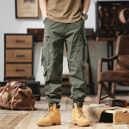 Herren Multitaschen-Cargohose mit Reißverschlusstaschen und elastischem Beinabschluss Nord Taschen