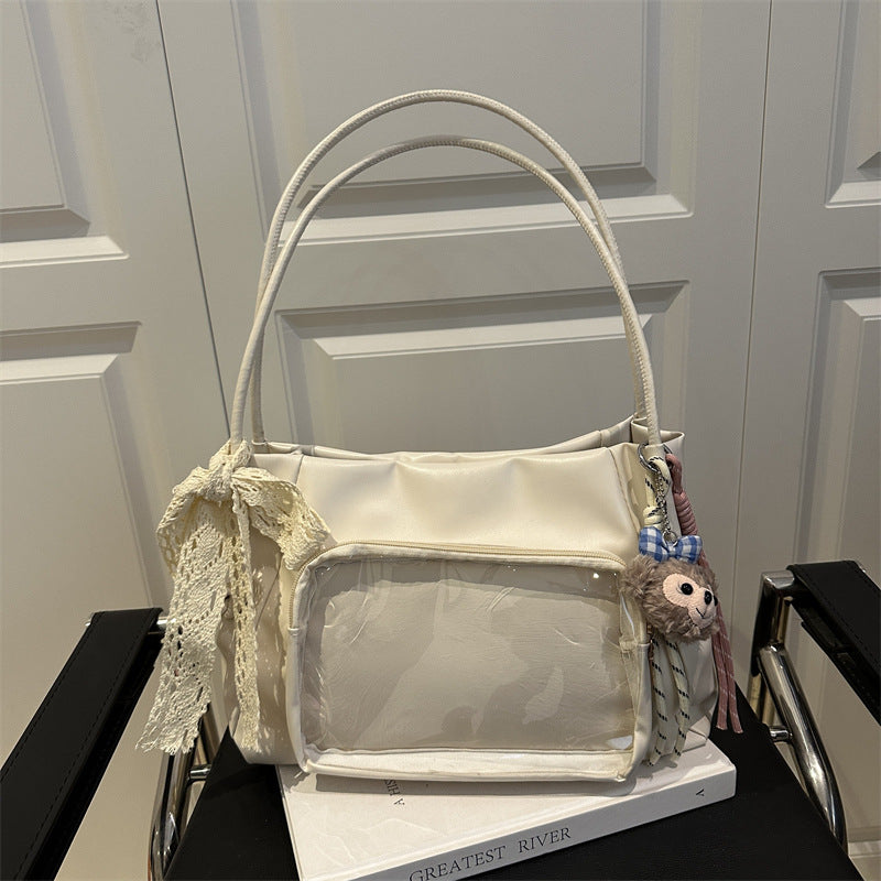 Damen modische Handtasche mit transparentem Fach Nord Taschen