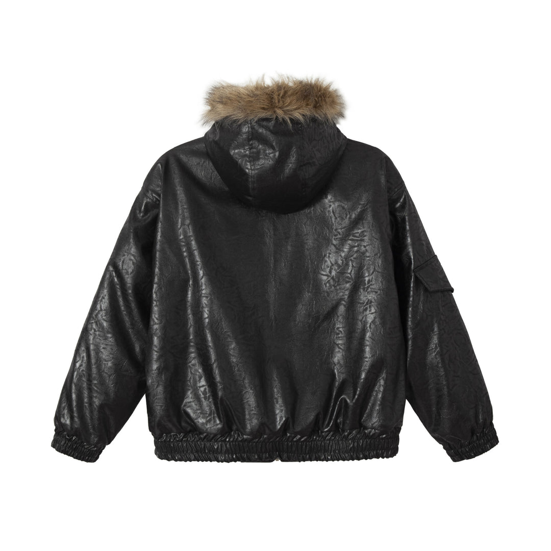 Herren Gepolsterter Oversize-Bomber mit Kunstpelzkragen und Utility-Taschen Nord Taschen