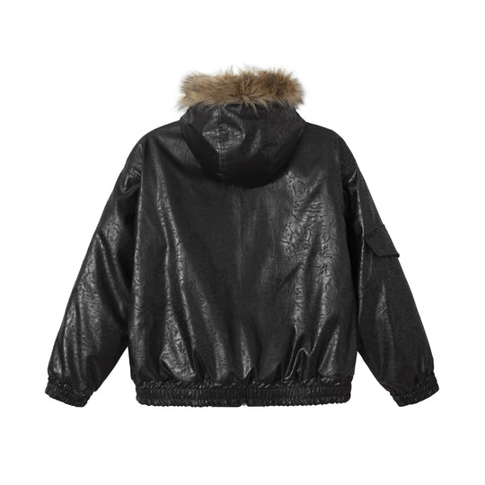Herren Gepolsterter Oversize-Bomber mit Kunstpelzkragen und Utility-Taschen Nord Taschen