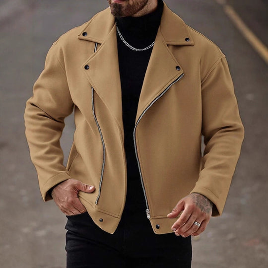 Herren Modische Winterjacke mit hohem Kragen und asymmetrischem Reißverschluss Nord Taschen