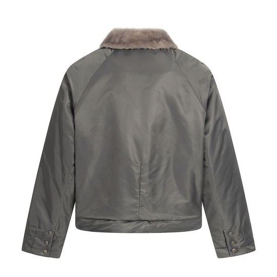 Damen Kurz geschnittener gesteppter Blouson mit Webpelzkragen Nord Taschen
