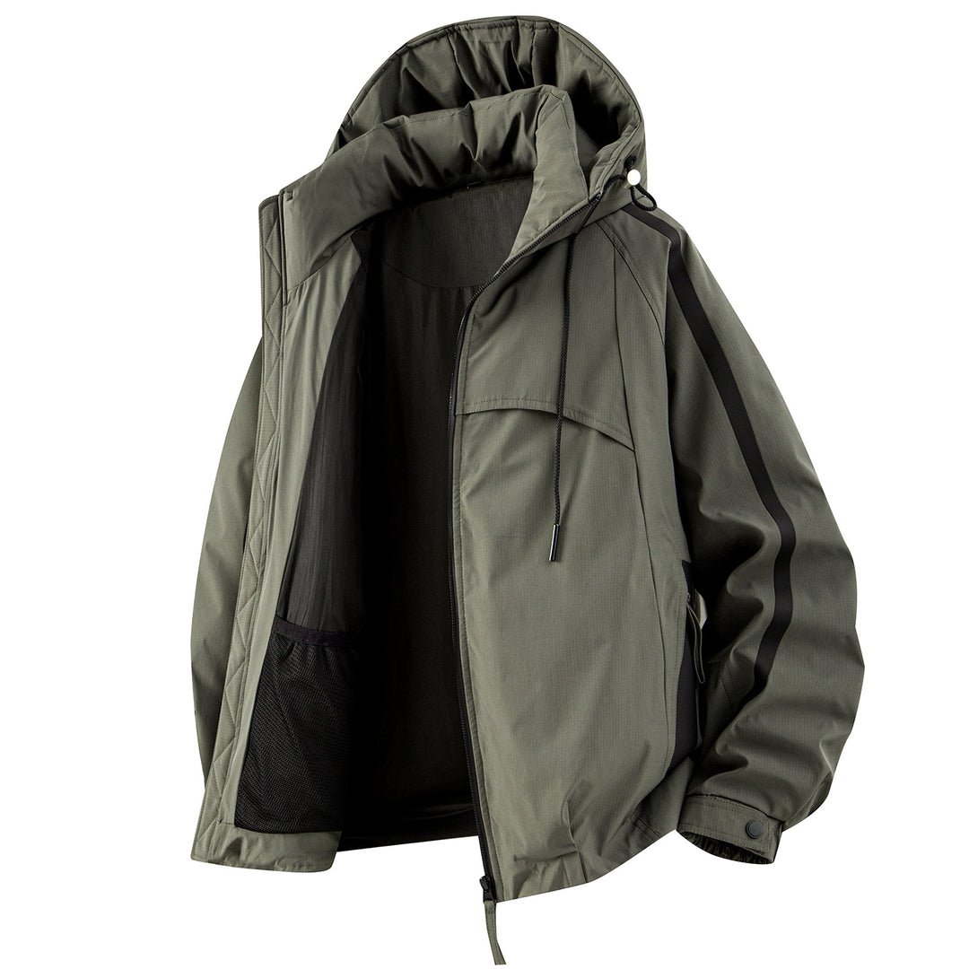 Unisex gefütterte Outdoor-Utility-Jacke mit Kapuze und reflektierenden Streifen Nord Taschen