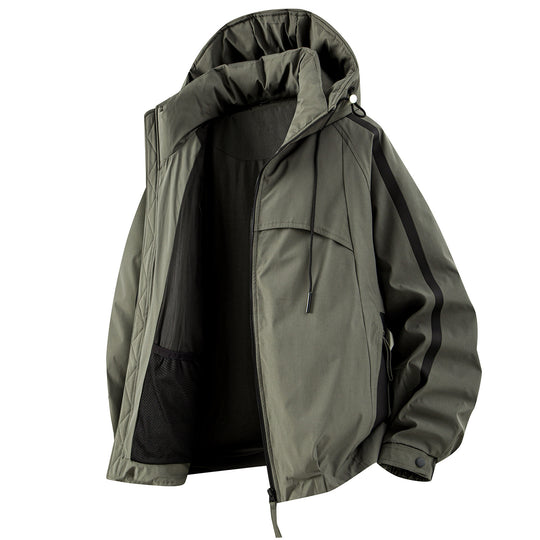 Unisex gefütterte Outdoor-Utility-Jacke mit Kapuze und reflektierenden Streifen Nord Taschen