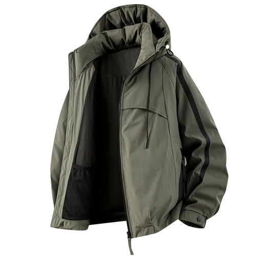 Unisex gefütterte Outdoor-Utility-Jacke mit Kapuze und reflektierenden Streifen Nord Taschen