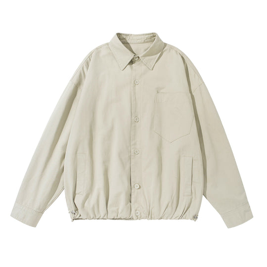 Unisex Weit geschnittene Overshirt-Jacke aus Baumwollmix mit Tunnelzugsaum und Brusttasche Nord Taschen
