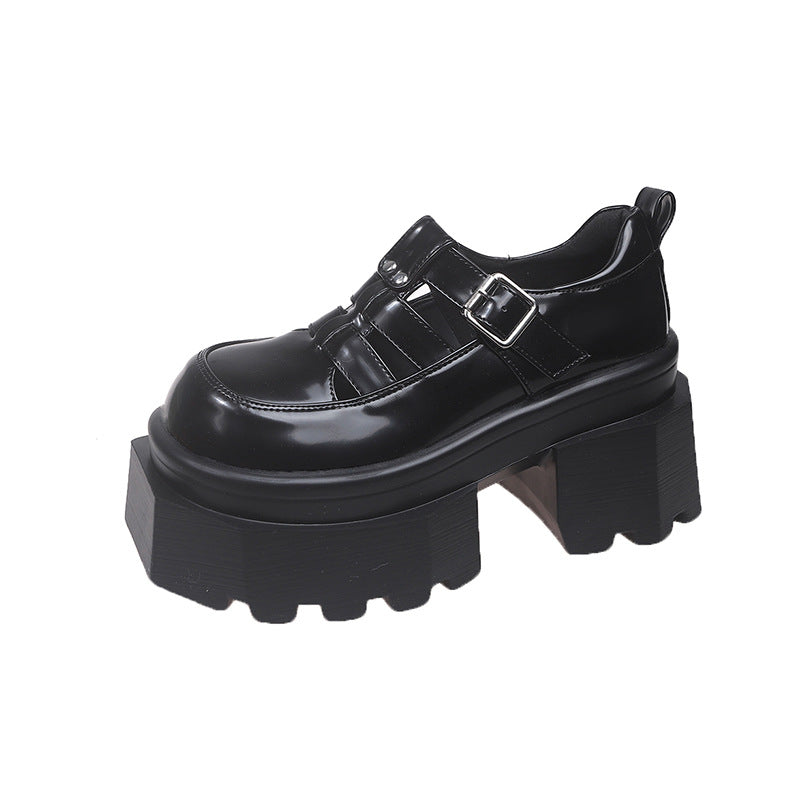 Damen Plateau-Schuhe mit modischem Riemen-Design und hohem Blockabsatz Nord Taschen