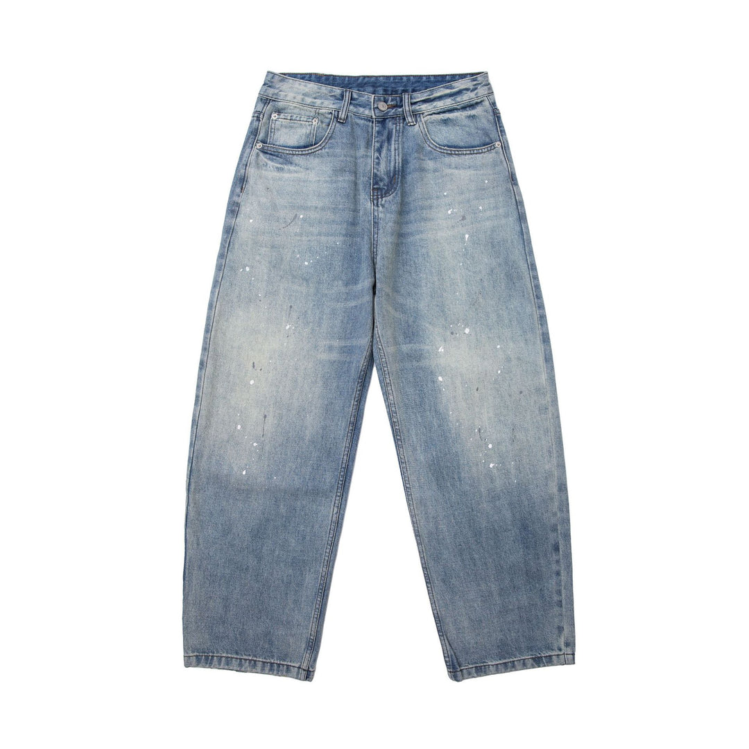 Damen High‑Waist weite Denim‑Culotte im Used‑Look mit Farb‑Sprenkeln Nord Taschen