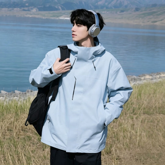 Herren wasserdichte Outdoorjacke mit abnehmbarer Fleece-Innenjacke Nord Taschen