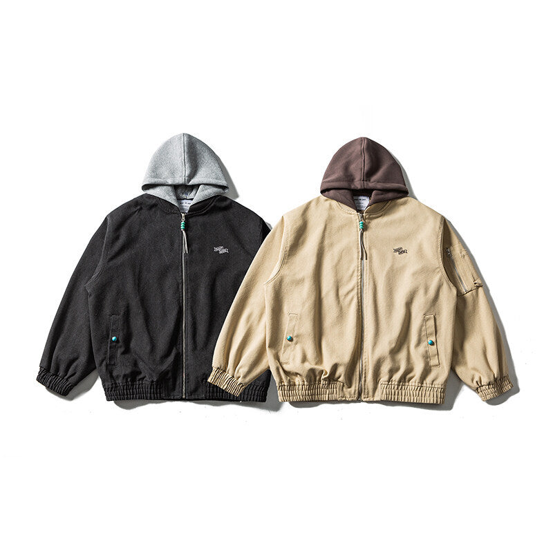 Unisex Oversize Canvas Kapuzenblouson mit Utilityärmeltasche und elastischem Bund Nord Taschen