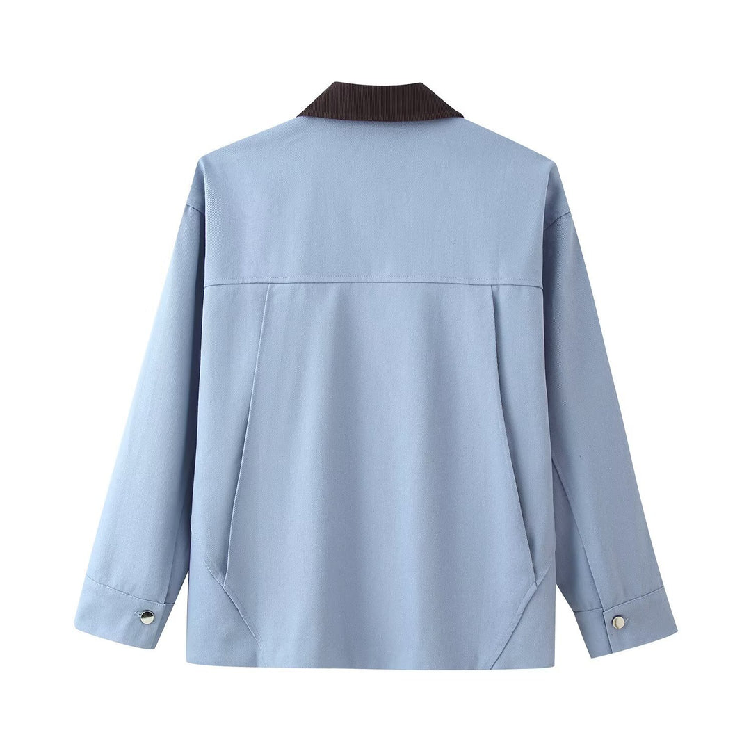 Damen Oversized Utility-Übergangsjacke im Shacket-Stil mit Cordkragen Nord Taschen
