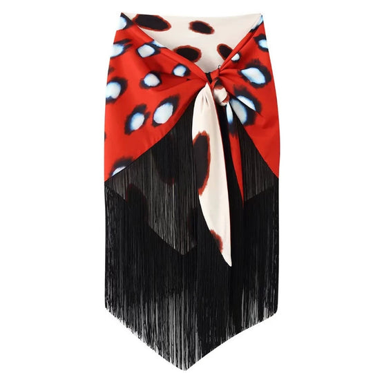 Damen Fransen‑Pareo mit Animal‑Print und Bindeschleife Nord Taschen