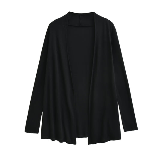 Damen Offener fließender Jersey-Cardigan mit Wasserfallkante Nord Taschen