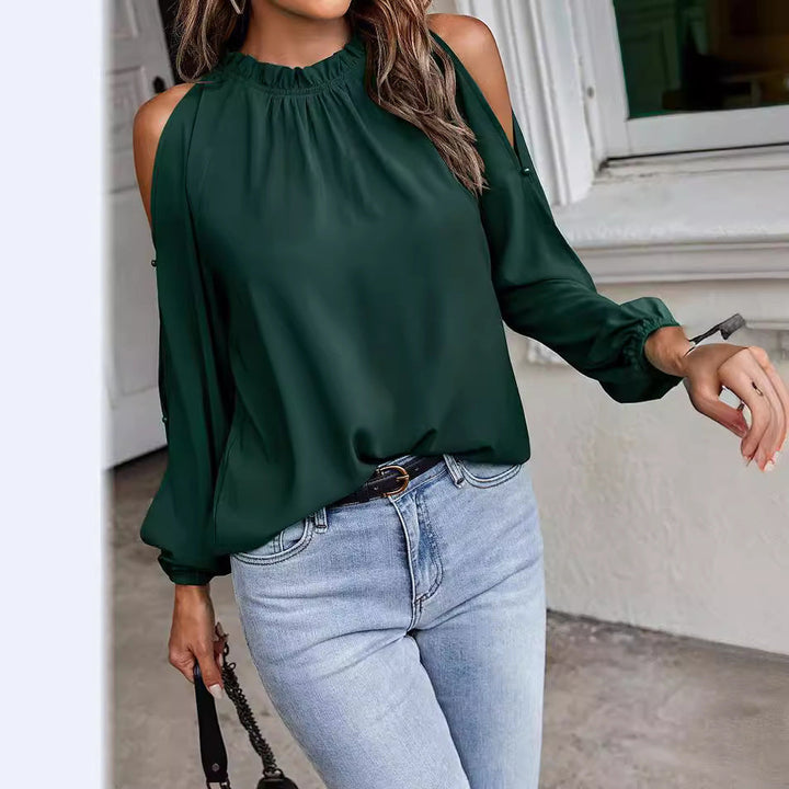 Damen Bluse mit kühlen Schulterdetails und elastischen Ärmeln