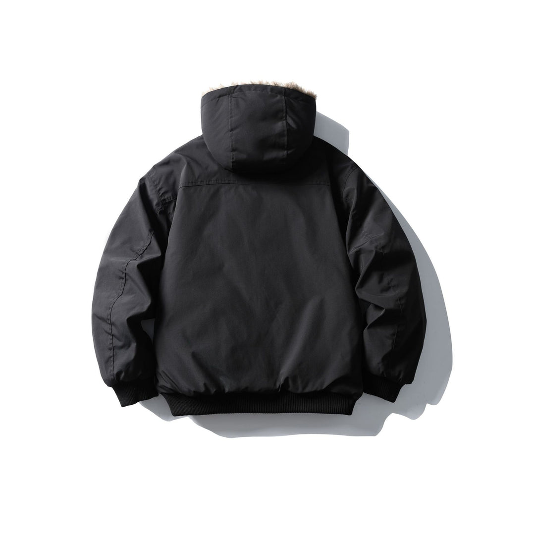 Unisex Boxy-wattierte Kurzjacke mit Kapuze und Kunstfellbesatz Nord Taschen