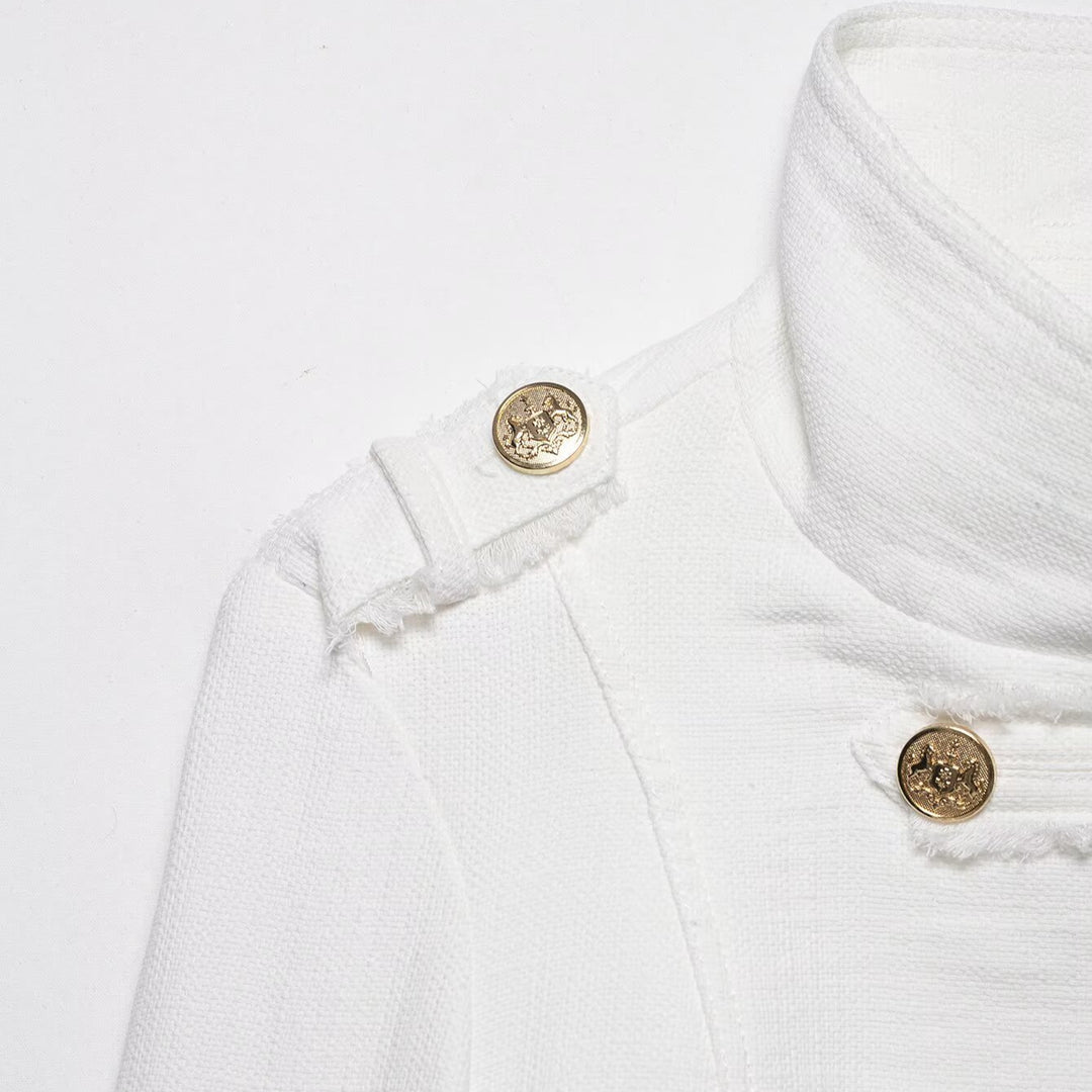 Damen Kurzjacke im Marine‑Stil mit doppelreihiger Zierknopfleiste und Stehkragen Nord Taschen