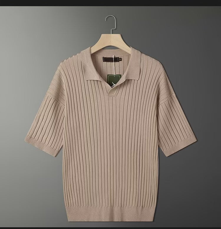 Herren Modisches Kurzarm-Strick Polohemd Nord Taschen