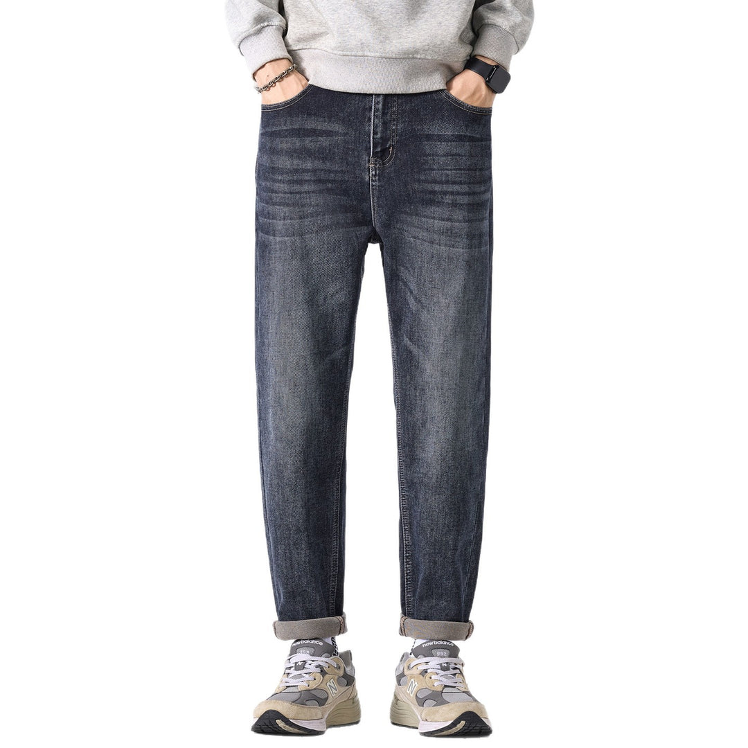 Herren Relaxed-Straight Denim-Jeans mit dezenter Used‑Optik und gekrempeltem Saum Nord Taschen