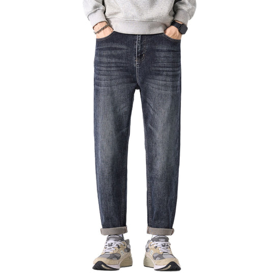 Herren Relaxed-Straight Denim-Jeans mit dezenter Used‑Optik und gekrempeltem Saum Nord Taschen