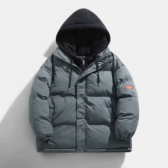 Herren Gepolsterte Winter-Steppjacke mit zweilagiger Kapuze und elastischen Bündchen Nord Taschen