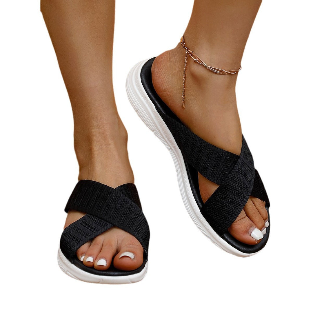 Damen Atmungsaktive und elegante Schlüpfsandalen mit Kreuzband-Wickeldesign Nord Taschen