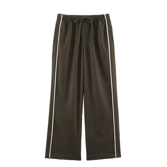 Damen Lounge-Hose mit weitem Bein, Kordelzug und seitlichen Kontraststreifen Nord Taschen