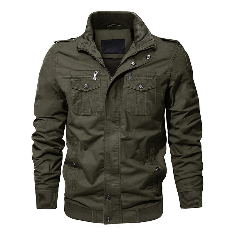 Herren  leichter Urban-Fieldbomber aus gewaschenem Canvas mit Reißverschluss-Brusttaschen und elastischem Bund Nord Taschen