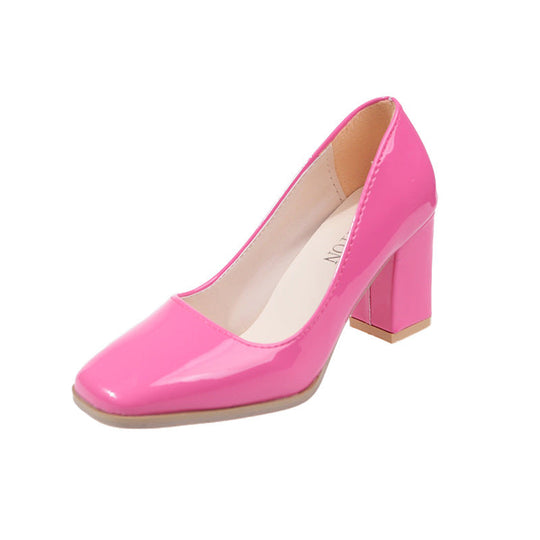 Damen elegante Pumps mit quadratischer Zehenkappe und hohem Blockabsatz