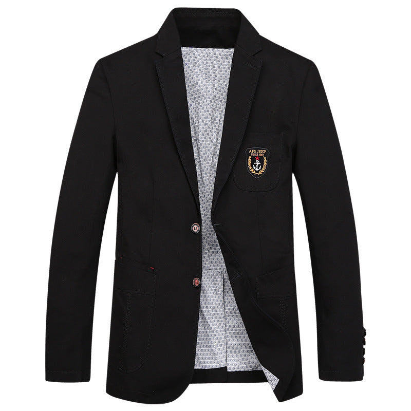 Herren Baumwoll-Blazer im Casual-Worker-Stil mit Brusttasche und Emblem Nord Taschen